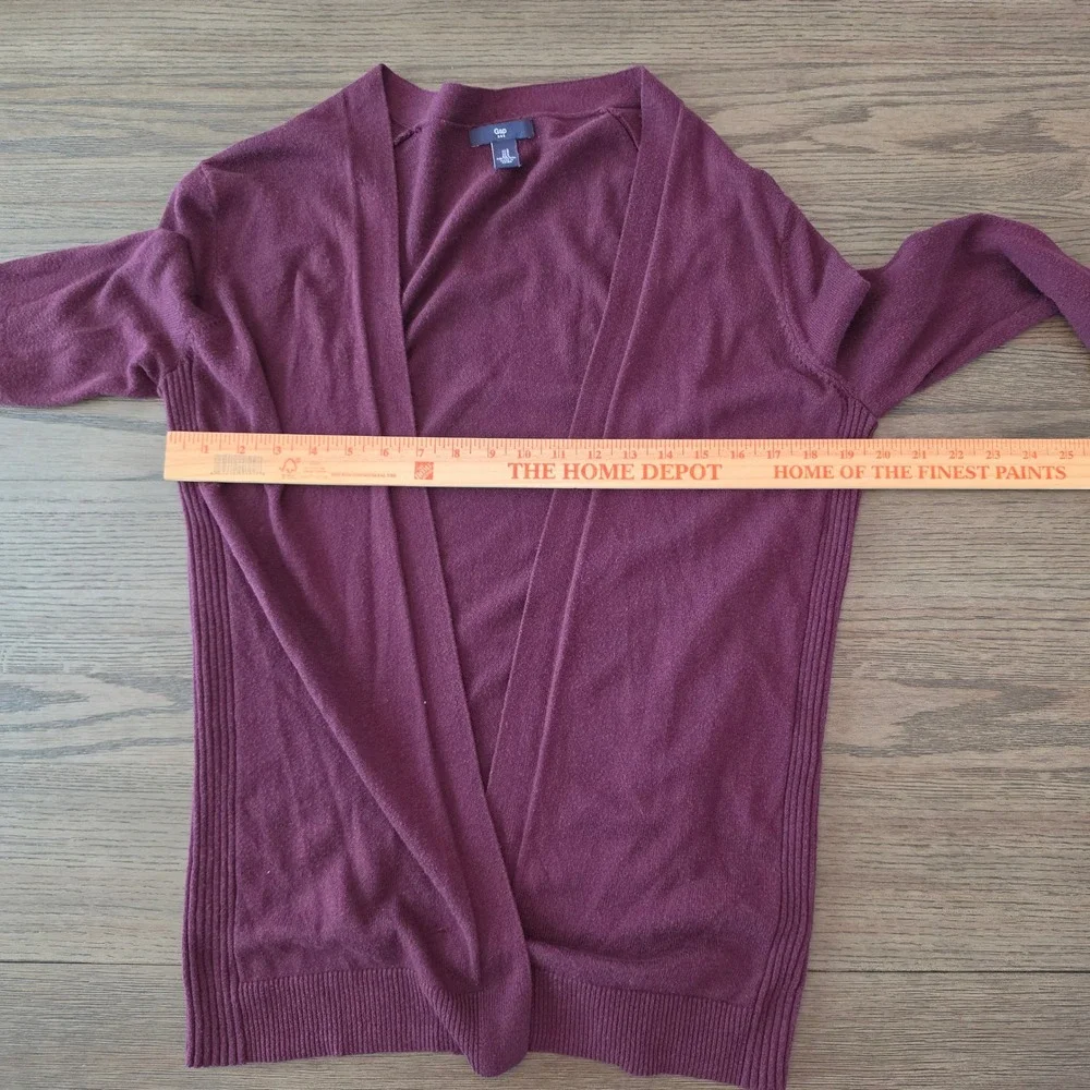 Gap Womens Small Burgundy Plum Open Front Cotton Blend Knit Cardigan Sweater